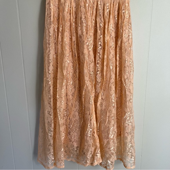 Vintage 90s Passports Pier 1 Pink Lace Midi Dress Medium Cottagecore Dainty - Picture 5 of 15